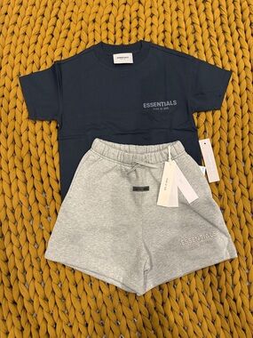 Fear of God ESSENTIALS Kids Tee with Grey Sweat Shorts